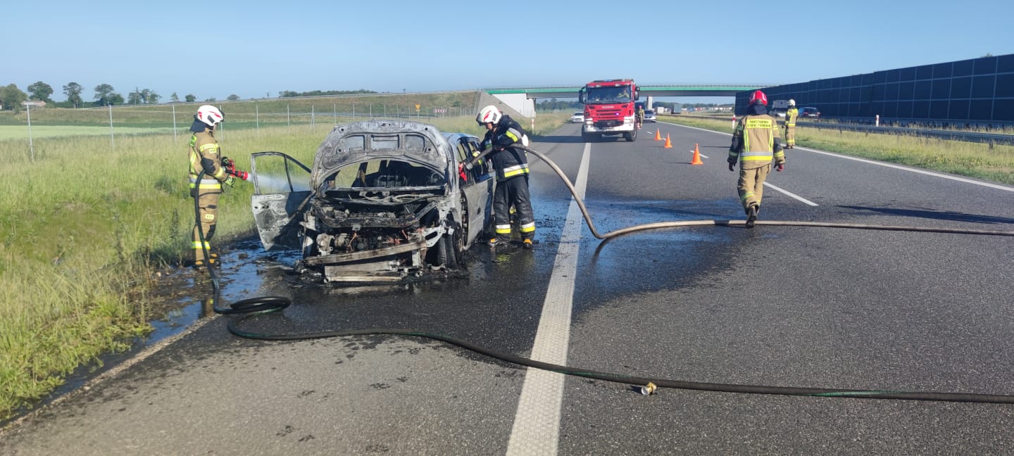 Pożar samochodu na A1