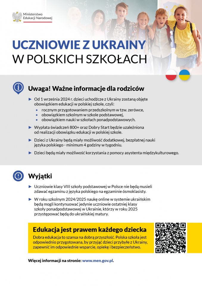 Uczniowie z Ukrainy w polskich szkołach. Ważne informacje dla rodziców