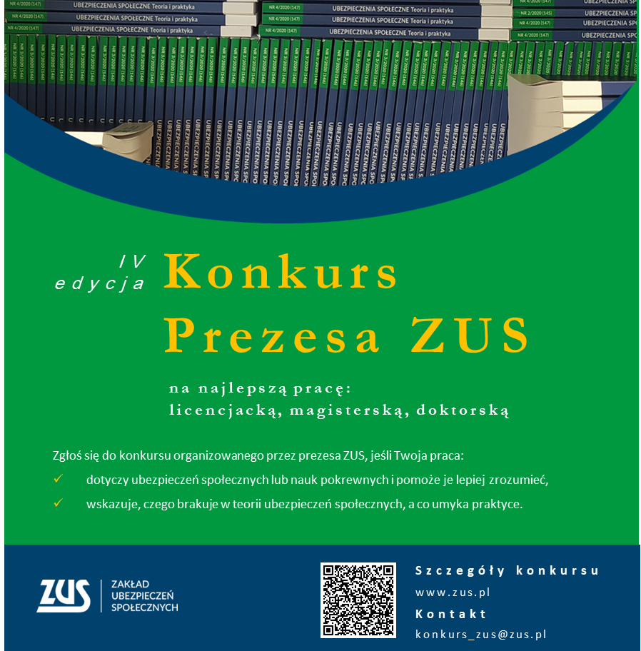 Konkurs Prezesa ZUS na najlepszą pracę licencjacką, magisterską oraz doktorską